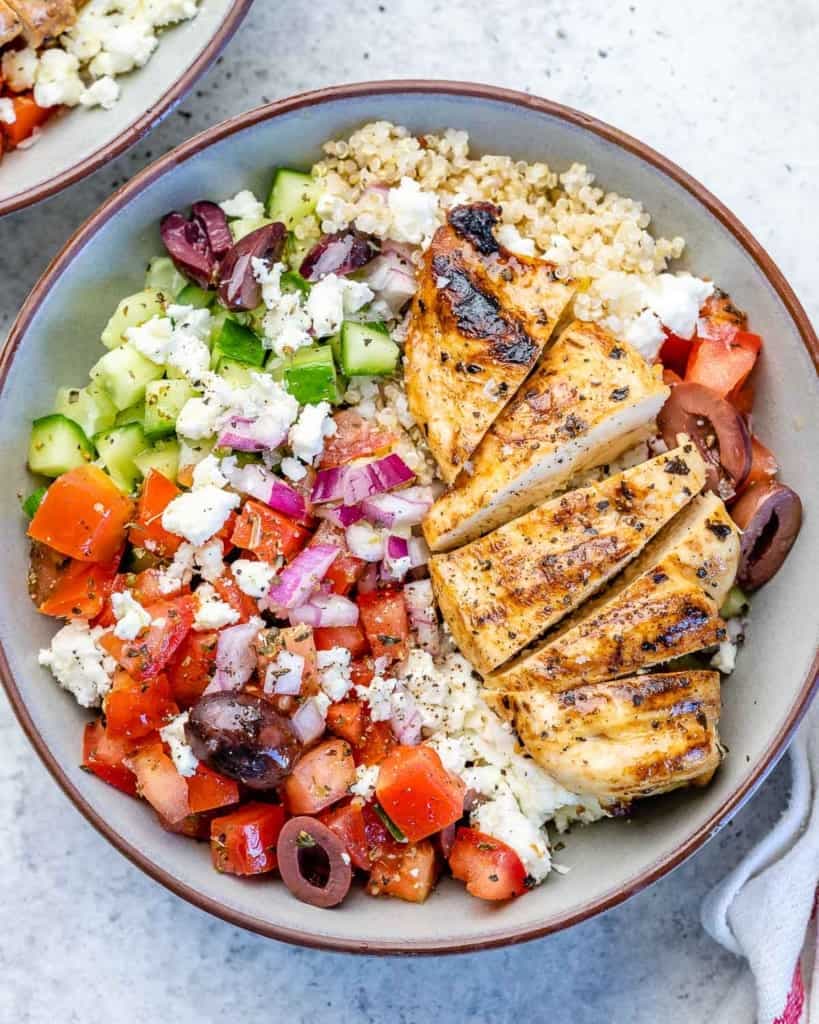 An image displaying the recipe for Greek Chicken Bowl